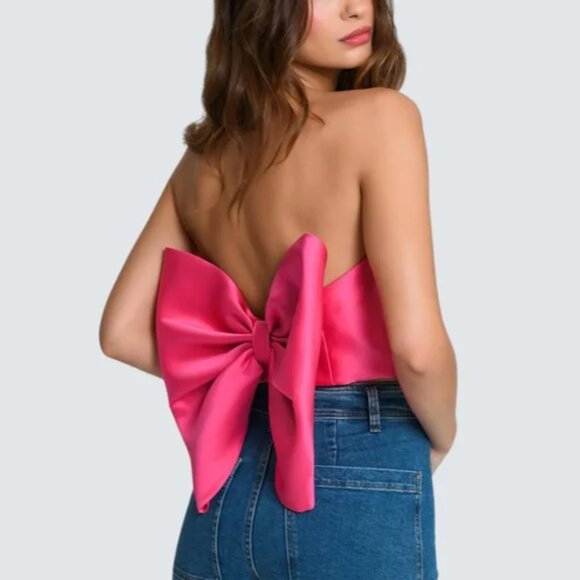 NWT - Hutch / Anthropologies Delphine Pink Bow Top, Size 8 - Picture 1 of 6